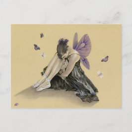 Mörk Fairy lila vinge vykort