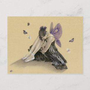 Mörk Fairy lila vinge vykort