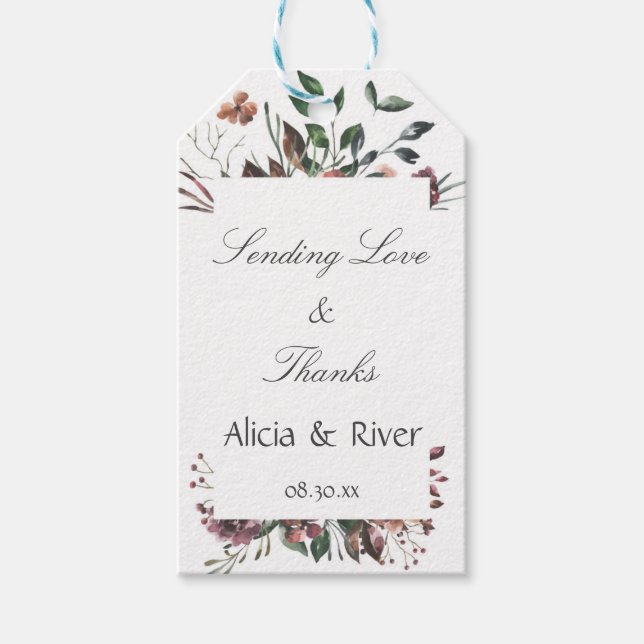 Mörk Fall Blommigt Rustic Autumn Gift-Märkre Presentetikett (Framsidan)