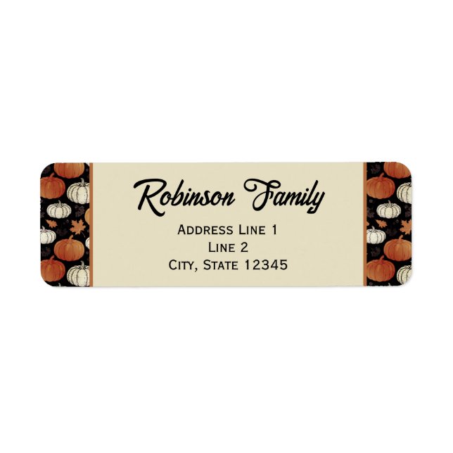Mörk Fall Pumpkins-Returetiketter Returadress Etikett (Framsidan)