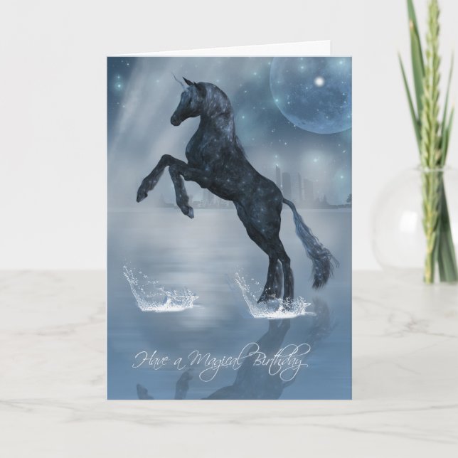 Mörk, fantasi Unicorn Kort (Framsida)