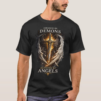 Mörk Fantasy Ängel Krigare Grafisk Uttalande T Shirt