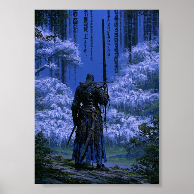 Mörk Fantasy Blue Knight Affisch  (Framsidan)