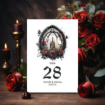 Mörk Fantasy Castle Window Gothic Bröllop Bordsnummer<br><div class="desc">Gothic bröllop bord-kortnummer med slottsfönster anpassade dina händelsespecifikationer.</div>