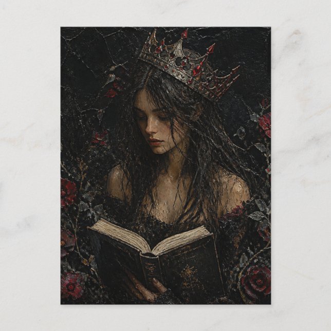 Mörk Fantasy Drottning Läsning Vykort (Framsida)