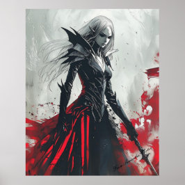 Mörk Fantasy Elf Warrior Poster - Gothic Wall Art
