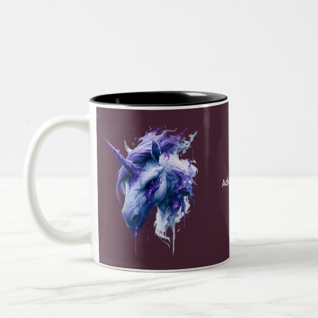 Mörk Fantasy Enhörning Kaffe Mugg (Vänster)