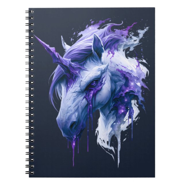 Mörk Fantasy Galaxy Enhörningsanteckningsbok Anteckningsbok (Framsidan)