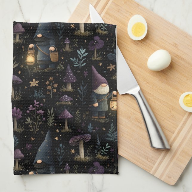 Mörk Fantasy Gnome och Mushroom Mönster Kökshandduk (Vikt i Fjärdedel)