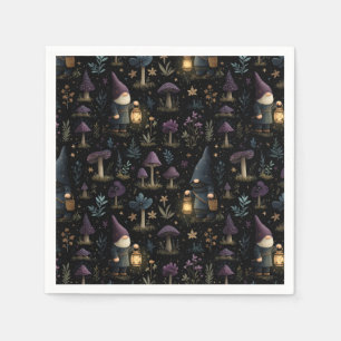 Mörk Fantasy Gnome och Mushroom Mönster Pappersservett