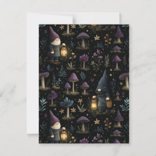 Mörk Fantasy Gnome och Mushroom Mönster Vykort