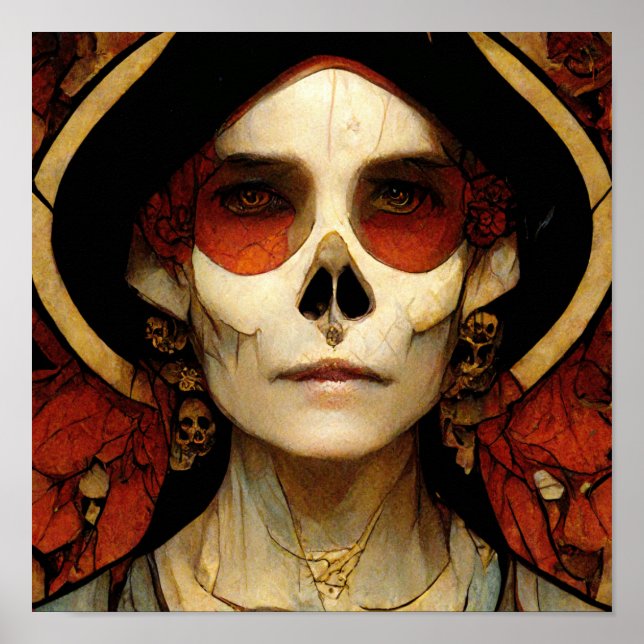 Mörk Fantasy Gothic Skull Woman 2 Poster (Framsidan)
