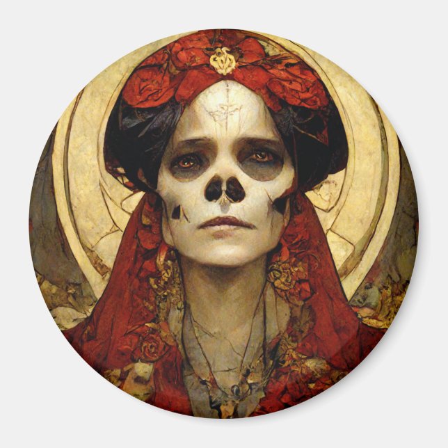 Mörk Fantasy Gothic Skull Woman 3 Magnet (Framsidan)