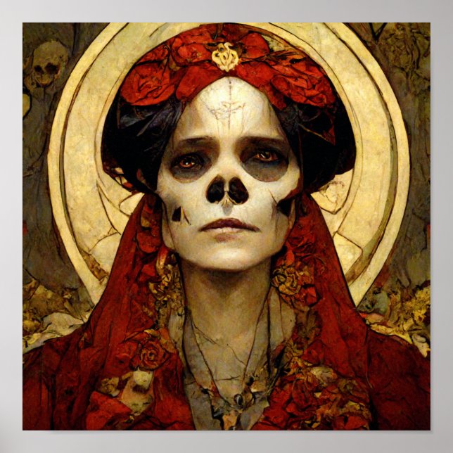 Mörk Fantasy Gothic Skull Woman 3 Poster (Framsidan)