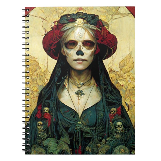 Mörk Fantasy Gothic Skull Woman Anteckningsbok (Framsidan)