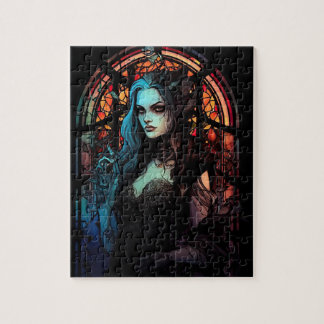 Mörk Fantasy Gothic Skull Woman Pussel