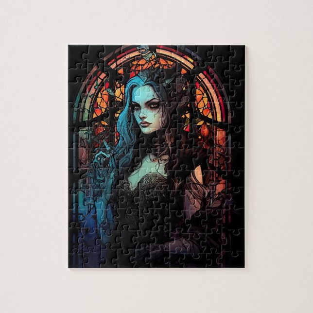 Mörk Fantasy Gothic Skull Woman Pussel (Vertikal)
