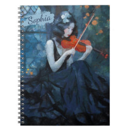 Mörk Fantasy Gothic Violinist i Moonlit Garden Anteckningsbok