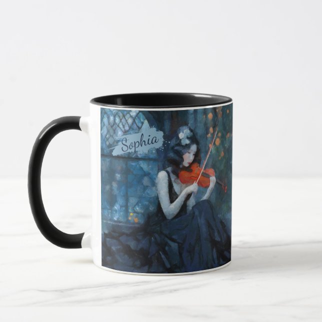 Mörk Fantasy Gothic Violinist i Moonlit Garden Mugg (Vänster)