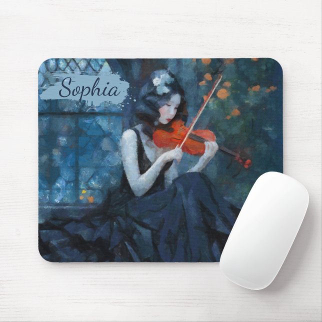 Mörk Fantasy Gothic Violinist i Moonlit Garden Musmatta (Med mus)