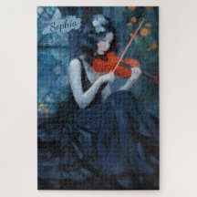 Mörk Fantasy Gothic Violinist i Moonlit Garden