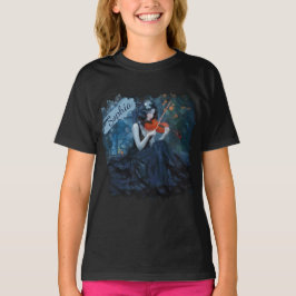 Mörk Fantasy Gothic Violinist i Moonlit Garden T Shirt
