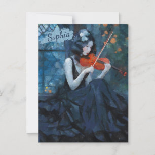 Mörk Fantasy Gothic Violinist i Moonlit Garden Vykort
