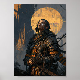 Mörk Fantasy Gråtande Krigarkvinna i Rustning Poster