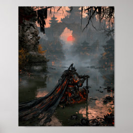 Mörk Fantasy Knäande Riddare Poster