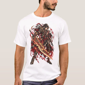 Mörk Fantasy Krigare med Blodröd Svärd T Shirt