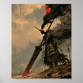 Mörk Fantasy Krigare med Stort Svärd Poster