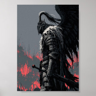 Mörk Fantasy Krönt Monark Affisch | Ståtlig Figur