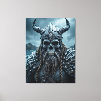 Mörk Fantasy Norse Viking Poster med HornedHelmet Canvastryck