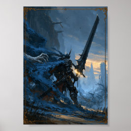 Mörk Fantasy Pansarknig med jättestort svärd Poster