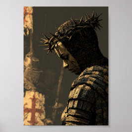 Mörk Fantasy-profil av riddare med törnekrona Poster
