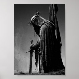 Mörk Fantasy-profil av riddare med törnekrona Poster