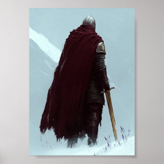 Mörk Fantasy Röd Kapuschong Riddare Affisch