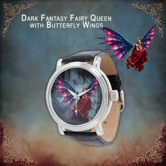 Mörk Fantasy Sagodrottning med Fjärilsvingar Armbandsur (Skapare uppladdad)