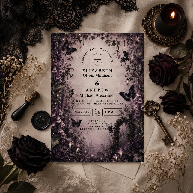 Mörk Fantasy Sagoväsen Goth Bröllop Inbjudningar (Skapare uppladdad)
