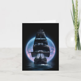 Mörk Fantasy Sailing Frakt Bon Voyage Card Helgkort