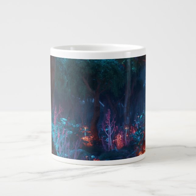 Mörk Fantasy Skogslandskap Konst Kaffe Kopp Jumbo Mugg (Framsidan)