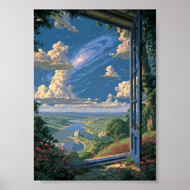Mörk Fantasy Surreal Stuga Under  Poster (Framsidan)