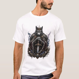 Mörk Fantasy Vargkung Gotisk Grafik T Shirt