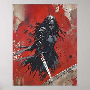 Mörk Fantasy Warrior Poster - Gothic Female Knight