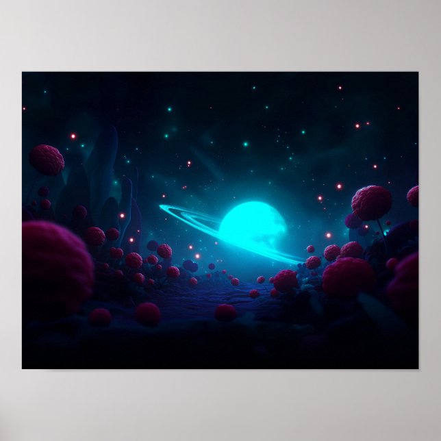 Mörk Fantasydal med lysande grön himmel och Rui Poster (Framsidan)