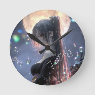 Mörk fantasyflicka / Estetik Rund Klocka