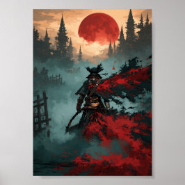 Mörk Fantasyjägare med Lie och Röd Måne Poster