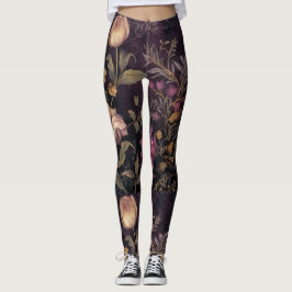 mörk färgad Blommor mönster design Leggings