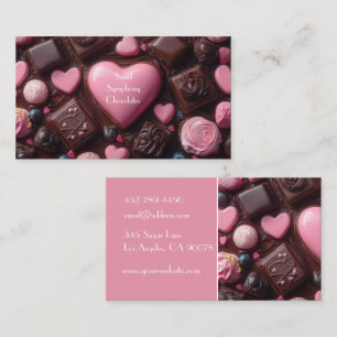 mörk färgad hjärtformade choklad med visitkort