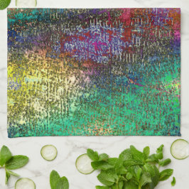 Mörk färglös kornig struktur i skrapad bläck-färg kökshandduk